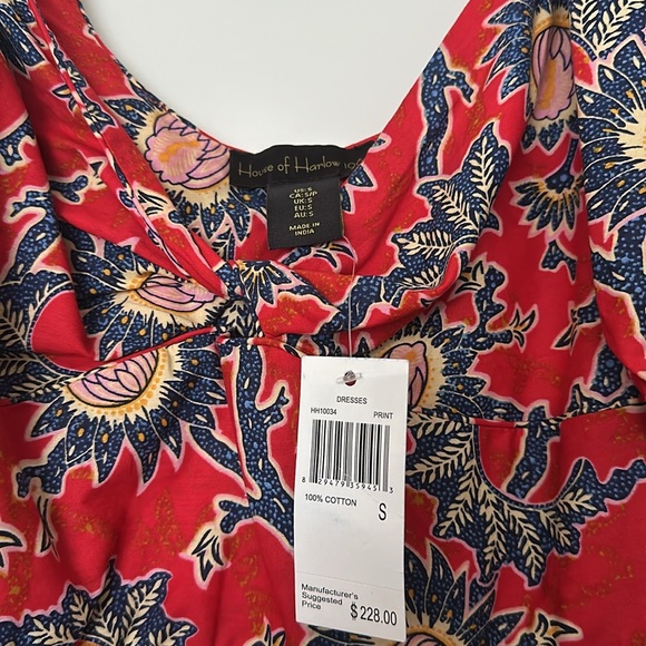 NWT House of Harlow 1960 Women’s Red Floral Midi Knot Tie Dress size S - Picture 3 of 4